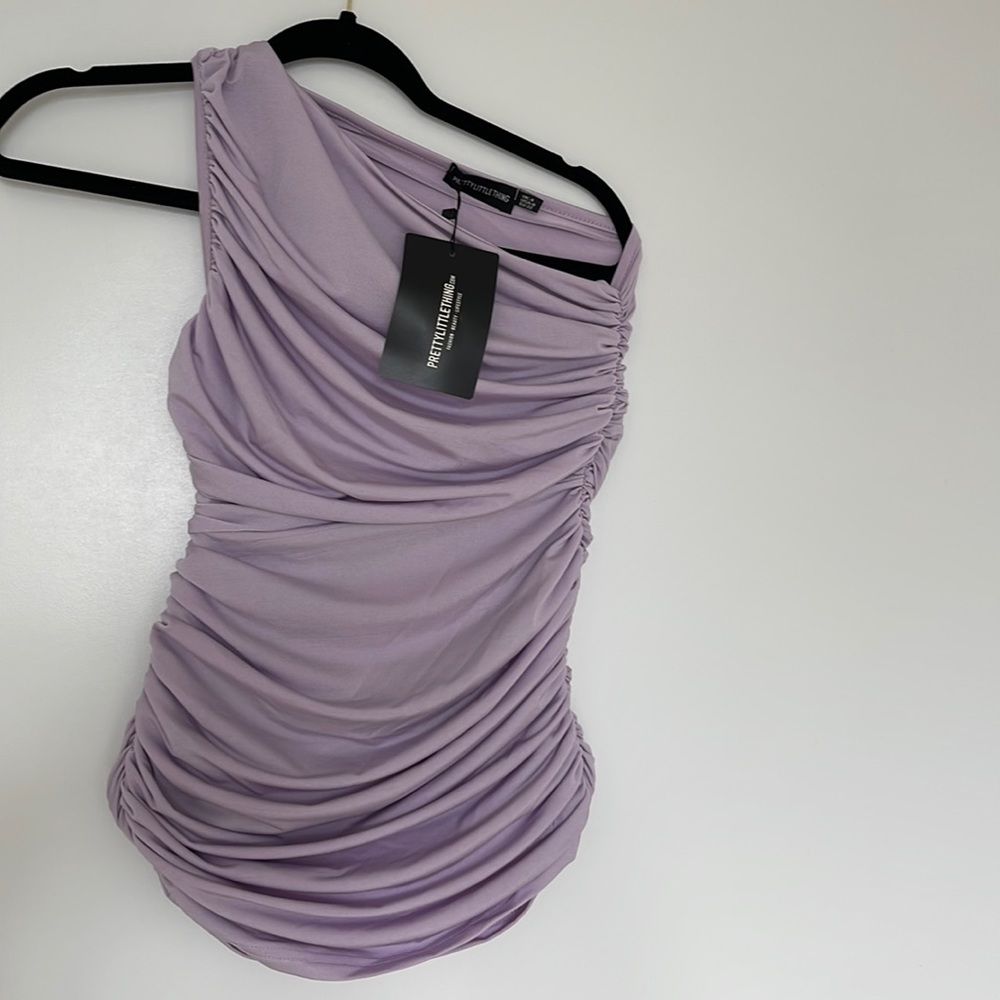 Lilac Slinky Ruched One Shoulder Bodycon Dress